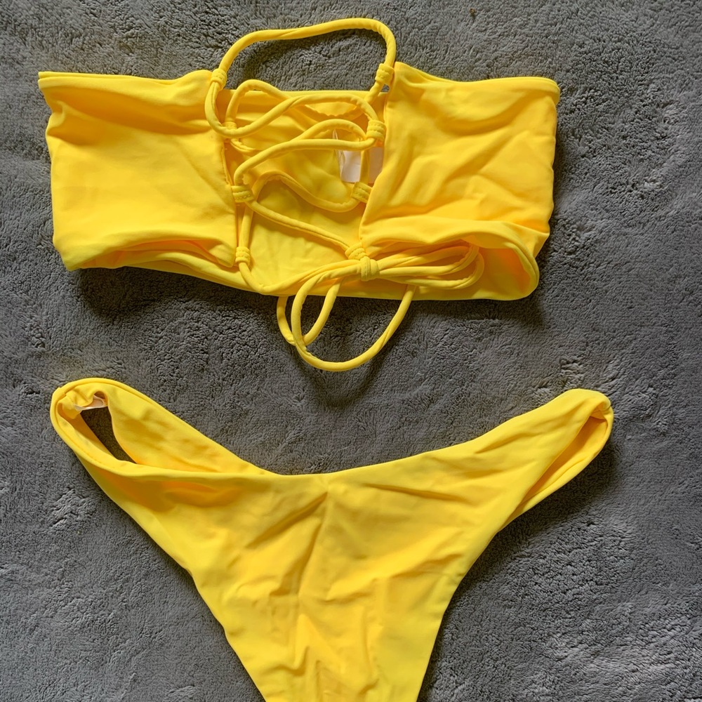 Yellow Strapless Bathing Suite